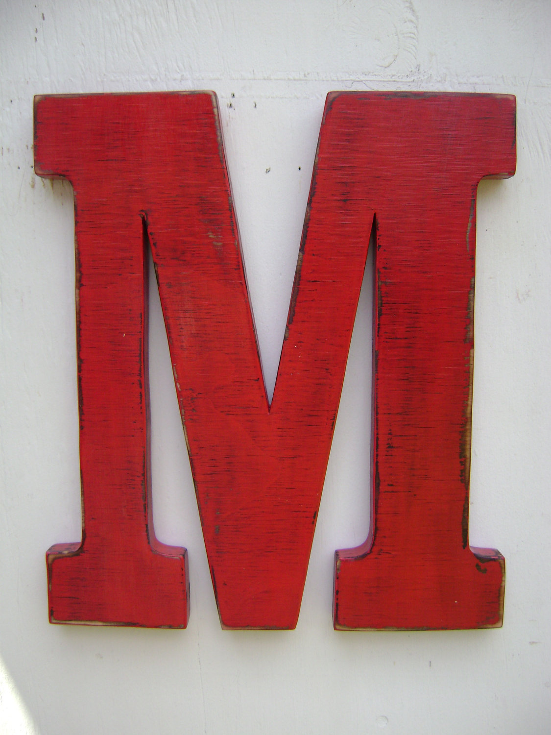 Shabby Chic Wedding Decor " M", Hanging Wood Letters,nursery Letters,12" Tall Wooden Letter,painted True