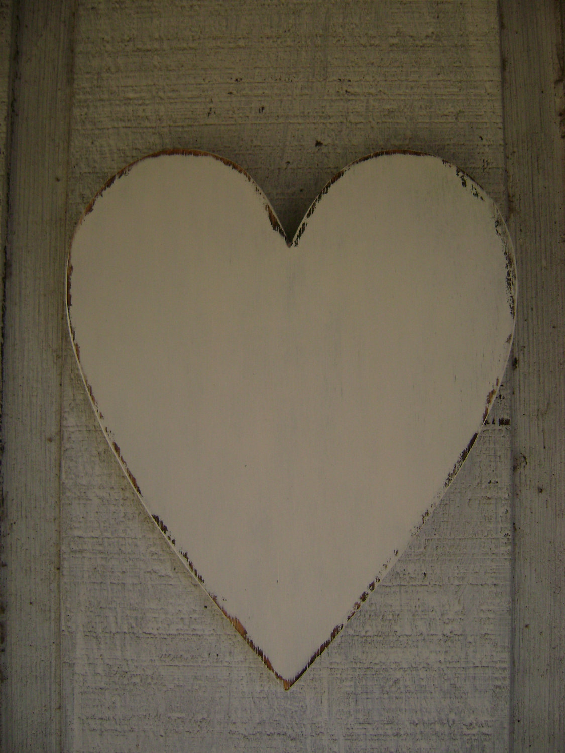 White Large Wooden Heart Rustic Wall Decor Photo Props Painted